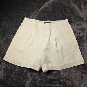 Ralph Lauren Purple Label Tracy Pleated Linen Shorts Womens 14 White $990